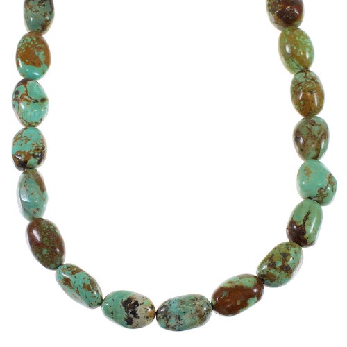 Turquoise Southwestern Sterling Silver Bead Necklace WX59316