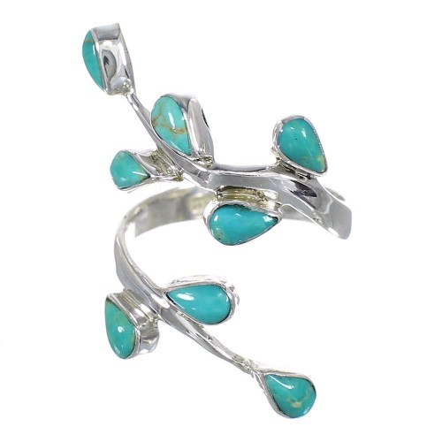 Turquoise And Silver Southwestern Jewelry Ring Size 8-1/2 VX62597