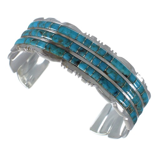 Southwest Sterling Silver Turquoise Sturdy Bracelet VX60831