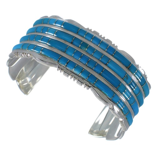 Sturdy Sterling Silver And Turquoise Bracelet VX60943