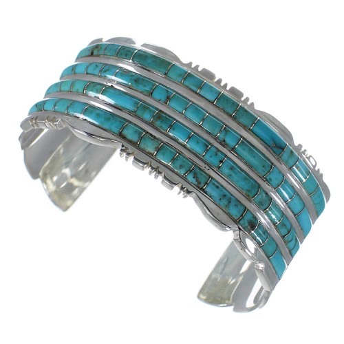 Well-Built Sterling Silver And Turquoise Bracelet VX60945