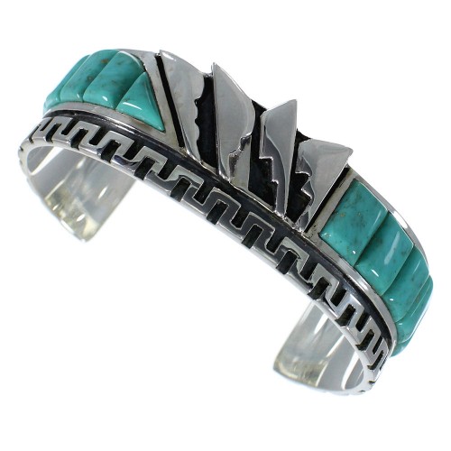 Turquoise And Authentic Sterling Silver Jewelry Bracelet VX60962