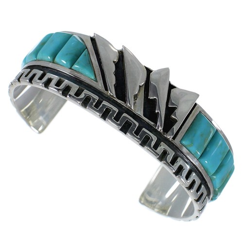 Southwest Genuine Sterling Silver And Turquoise Cuff Bracelet Jewelry VX60971