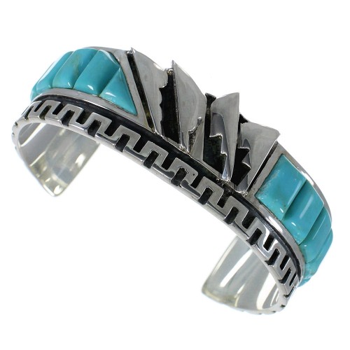Southwest Authentic Sterling Silver And Turquoise Cuff Bracelet Jewelry VX60972