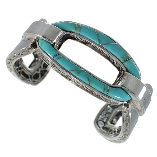 Well Built Silver And Turquoise Cuff Bracelet Jewelry VX60975