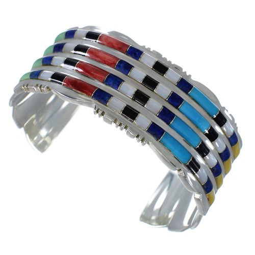 Substantial Multicolor Sterling Silver Cuff Bracelet VX60605