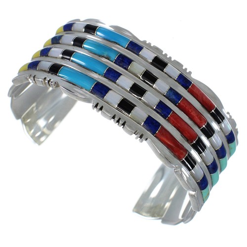 Sturdy Multicolor Sterling Silver Cuff Bracelet VX60608