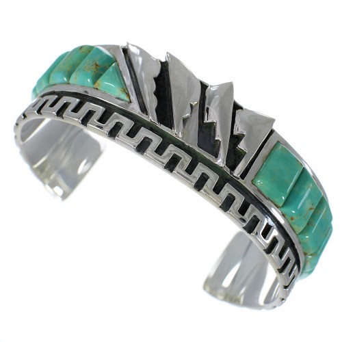 Southwest Sterling Silver And Turquoise Cuff Bracelet VX60762