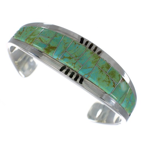 Southwestern Sterling Silver Turquoise Inlay Cuff Bracelet VX60551