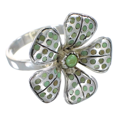 Genuine Sterling Silver Turquoise Flower Ring Size 8-3/4 RX59880