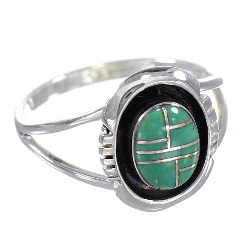 Sterling Silver Southwestern Turquoise Ring Size 7-3/4 RX60110