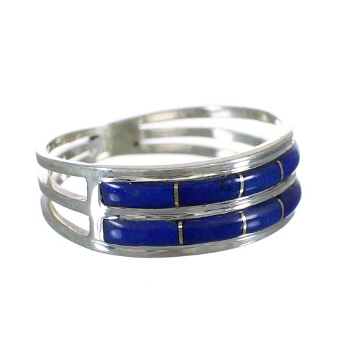 Authentic Sterling Silver And Lapis Inlay Southwestern Ring Size 8-1/4 WX60978