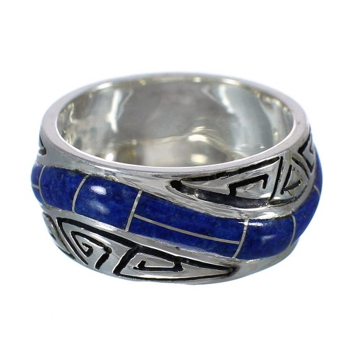 Lapis Inlay Southwestern Water Wave Sterling Silver Ring Size 6 WX61021