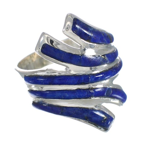 Lapis Inlay And Genuine Sterling Silver Southwestern Ring Size 6 WX61651