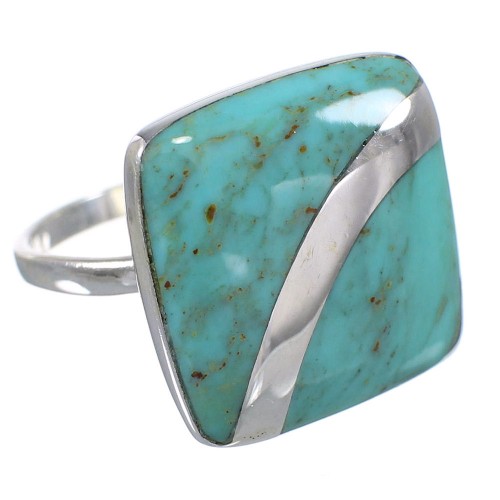 Southwest Sterling Silver Turquoise Jewelry Ring Size 7-1/2 AX79558