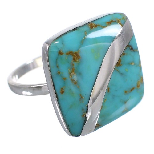 Genuine Sterling Silver Turquoise Southwestern Ring Size 6-1/2 AX79590