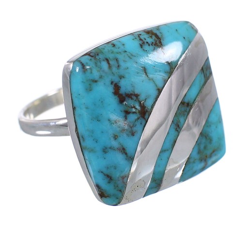 Silver Turquoise Southwest Ring Size 6-3/4 QX79311