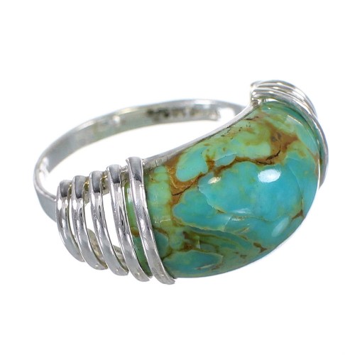 Genuine Sterling Silver Southwestern Turquoise Jewelry Ring Size 7-3/4 QX79399