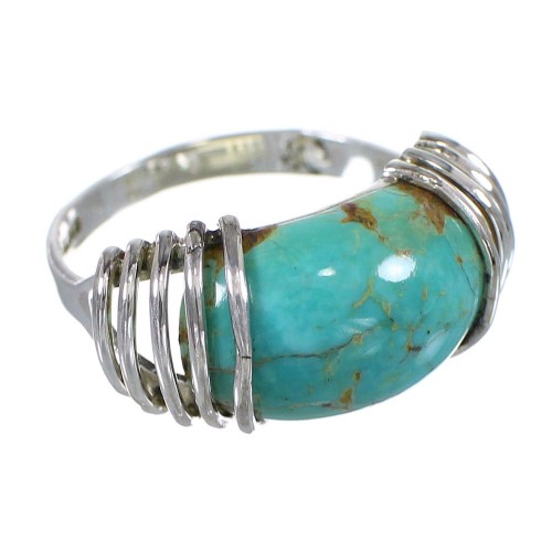 Southwestern Silver Turquoise Jewelry Ring Size 8-1/4 QX79402