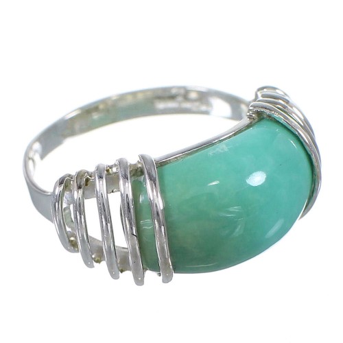 Southwest Genuine Sterling Silver Turquoise Jewelry Ring Size 6-1/2 QX79412