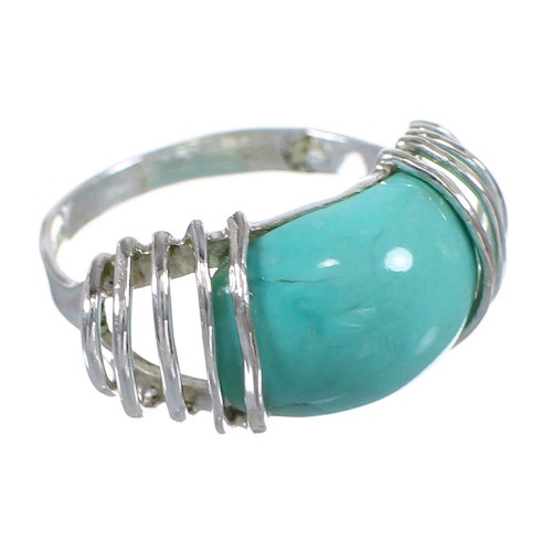 Silver Turquoise Southwestern Jewelry Ring Size 8-1/4 QX79451