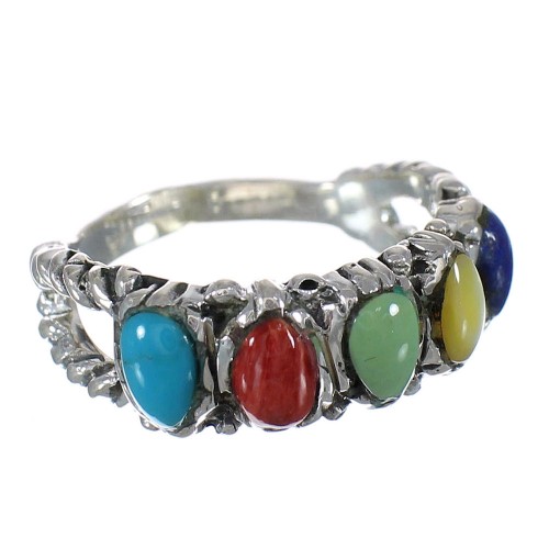 Southwest Authentic Sterling Silver Multicolor Ring Size 8-1/2 MX60925