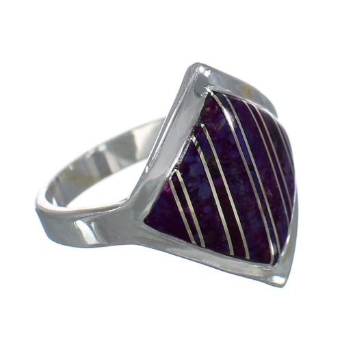 Silver Southwest Magenta Turquoise Inlay Ring Size 4-3/4 QX74331