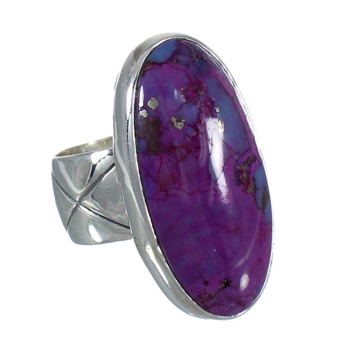 Magenta Turquoise Southwest Authentic Sterling Silver Ring Size 4-3/4 QX74266