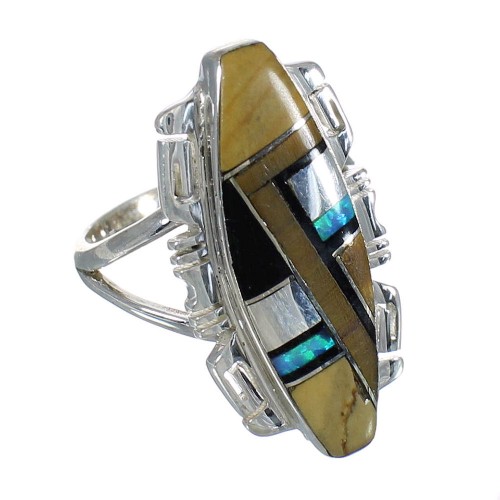 Sterling Silver And Multicolor Southwest Jewelry Ring Size 5-1/4 VX61945