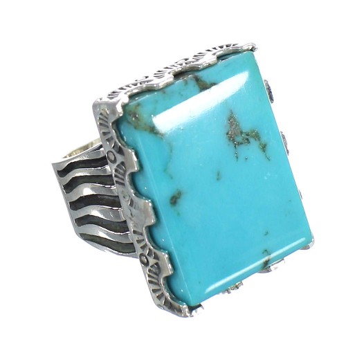 Southwestern Genuine Sterling Silver And Turquoise Jewelry Ring Size 6-1/4 WX62069