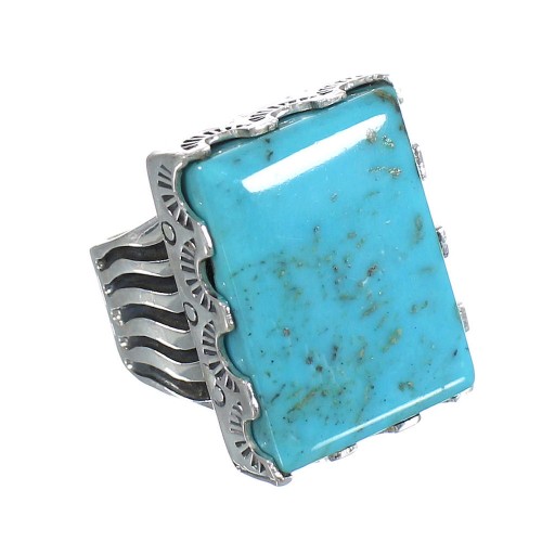Southwest Authentic Sterling Silver And Turquoise Jewelry Ring Size 6-3/4 WX62075