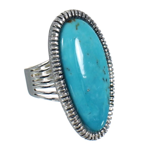 Southwestern Jewelry Turquoise And Authentic Sterling Silver Ring Size 4-3/4 WX62211