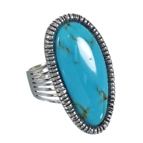Southwest Turquoise And Genuine Sterling Silver Jewelry Ring Size 6-1/4 WX62220