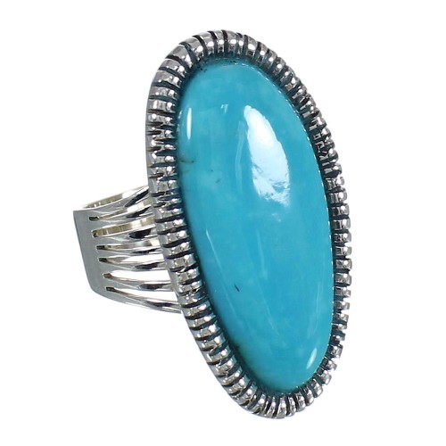 Southwest Turquoise Jewelry Genuine Sterling Silver Ring Size 5-1/4 WX62254