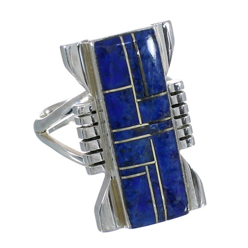 Southwest Sterling Silver Lapis Inlay Jewelry Ring Size 7-1/4 VX61347