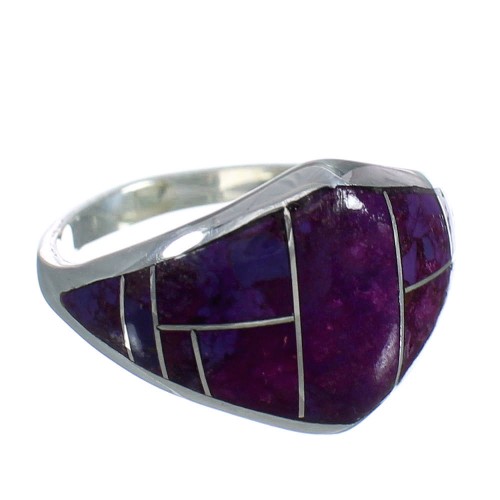 Southwest Silver Magenta Turquoise Inlay Ring Size 4-3/4 MX61748