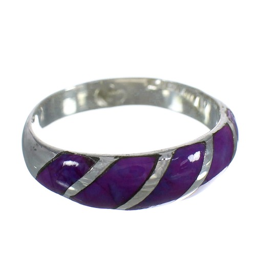 Silver Southwest Magenta Turquoise Inlay Ring Size 7-1/2 MX61913