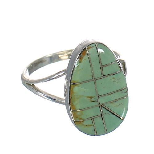 Southwest Sterling Silver Turquoise Inlay Ring Size 5-1/4 MX62082