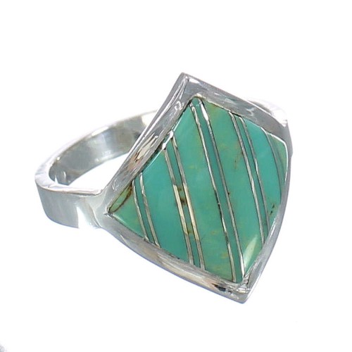 Authentic Sterling Silver Southwest Turquoise Inlay Ring Size 6-1/4 MX62194