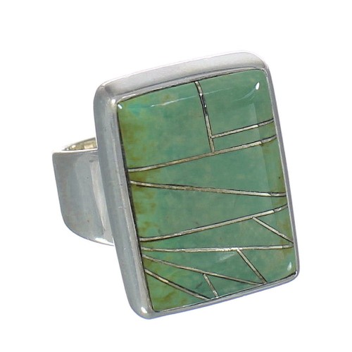 Turquoise Inlay Southwest Sterling Silver Ring Size 7-1/2 MX62300