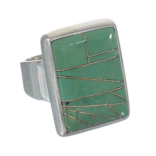 Silver Southwest Turquoise Inlay Ring Size 5-1/4 MX62305