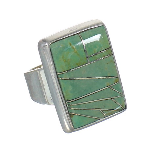 Southwest Turquoise Inlay Sterling Silver Jewelry Ring Size 6-1/4 MX62314