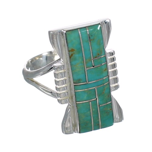 Silver Southwestern Turquoise Ring Size 7 QX80271