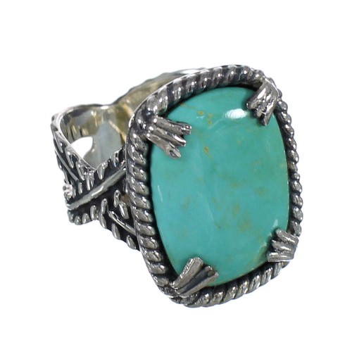 Turquoise Southwestern Sterling Silver Ring Size 6-3/4 QX80383