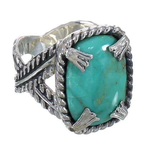 Authentic Sterling Silver Turquoise Southwestern Ring Size 7-1/2 QX80423