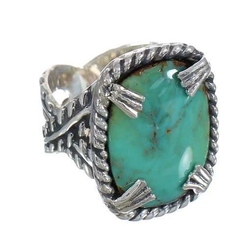 Southwest Turquoise Authentic Sterling Silver Ring Size 6-1/2 QX80451