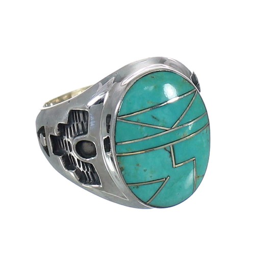 Southwest Turquoise Silver Jewelry Ring Size 9-3/4 QX80656