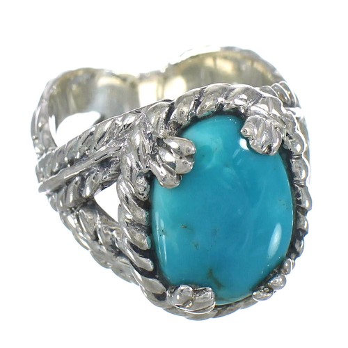Sterling Silver Southwestern Turquoise Ring Size 7-3/4 RX62031