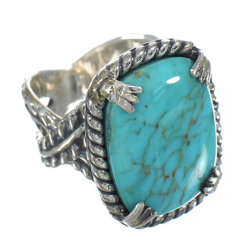 Genuine Sterling Silver Southwestern Turquoise Ring Size 6-1/4 RX62101