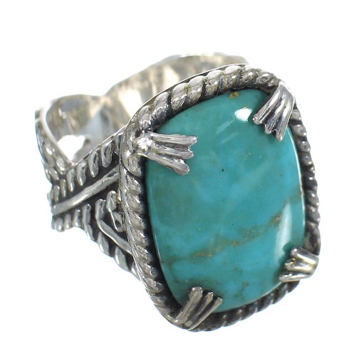 Genuine Sterling Silver And Turquoise Ring Size 7-1/4 RX62111